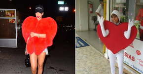 O lindo casaco de coração de Rihanna virou piada na internet