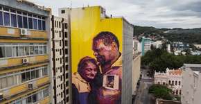 História de amor é retratada em grafite gigante em Florianópolis