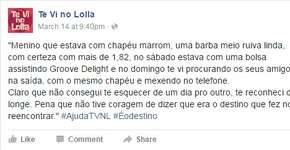 ‘Te vi no Lolla’: encontre pelo Facebook o seu crush perdido no festival