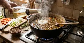 Os chefs bascos concordam: “Para que as lentilhas fiquem perfeitas, é preciso adicionar dois copos de cava antes da batata.”