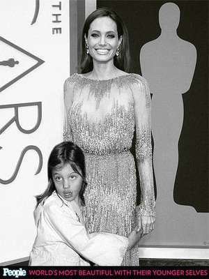 Angelina Jolie em 1980 e 2014