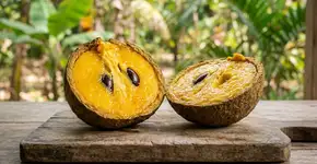 A fruta tropical que tem cor de pôr do sol e sabor de baunilha com mamão