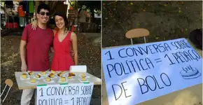 Ação troca um pedaço de bolo por uma conversa sobre política