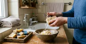 Experimente descascar sabonetes velhos e sem uso com um descascador de batatas