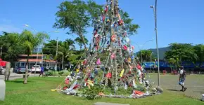 Ubatuba ergue árvore de Natal feita de lixo recolhido das praias