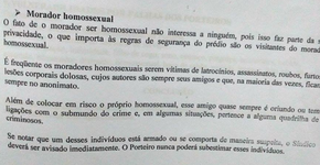 Curso de formação de porteiros insinua que gays são perigosos