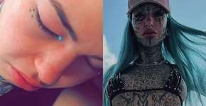 Modelo revela que após tatuagem nos olhos ficou cega e chorou azul