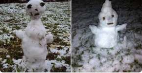 Bonecos de neve no Sul do país viram piada na web: ‘Olaf de Taubaté’