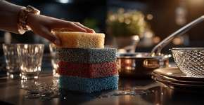 Cores das esponjas de prato têm significado específico que pode salvar suas louças mais caras