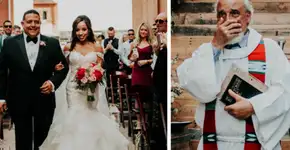 Noiva é conduzida pelo pai e tem cerimônia realizada por padrasto