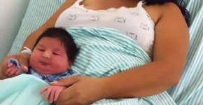 Bebê nasce com quase 5kg e chama atenção pelas bochechas