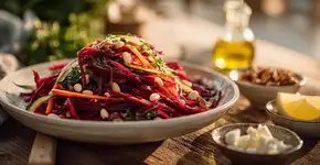 Salada de beterraba com feijão branco some da mesa em minutos e é super fácil de fazer
