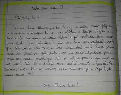 Mensagens produzidas pelos alunos