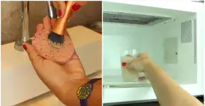Como limpar esponjas e pincéis de maquiagem no microondas