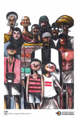 Artigo 2º: 1. Todo ser humano tem capacidade para gozar os direitos e as liberdades estabelecidos nesta Declaração, sem distinção de qualquer espécie, seja de raça, cor, sexo, idioma, religião, opinião política ou de outra natureza, origem nacional ou social, riqueza, nascimento, ou qualquer outra condição.  2. Não será também feita nenhuma distinção fundada na condição política, jurídica ou internacional do país ou território a que pertença uma pessoa, quer se trate de um território independente, sob tutela, sem governo próprio, quer sujeito a qualquer outra limitação de soberania. (Mello)