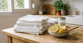 Por que você deve ferver o pano de prato com rodelas de limão antes de colocar na máquina