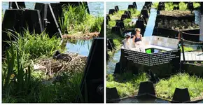 Plástico recolhido de rio vira parque flutuante