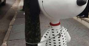 Estátua do Snoopy é encontrada acorrentada em poste nos Jardins