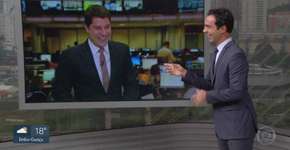 Evaristo Costa faz piada com noivado de Tralli e arranca risadas