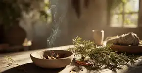 Acenda uma ponta do alecrim, apague a chama e deixe apenas a brasa espalhar o aroma