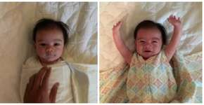 Fofura: bebê ‘comemora’ sempre que o pai o desenrola do cueiro