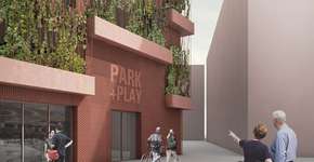 Projeto transforma estacionamento em área de convivência com teto verde e jardim vertical