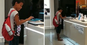 Menino flagrado estudando em tablet em loja ganha aparelho da Samsung 