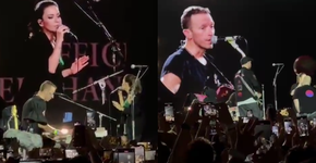 De surpresa, Sandy canta com Coldplay em show em SP; assista