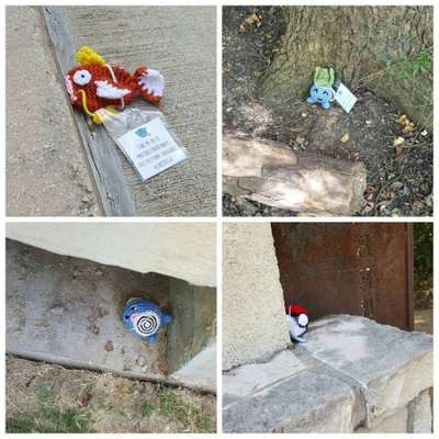 Nichole espalha monstrinhos de crochê pelas pokéstops da sua cidade