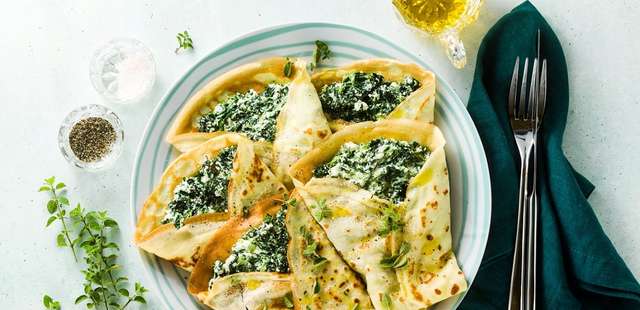 Crepe de ricota e espinafre de dar água na boca