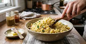 Os chefs marroquinos concordam: “Para que o cuscuz fique perfeito, é preciso adicionar manteiga derretida antes da água.”