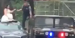 Noiva fica presa durante alagamento e é socorrida por policiais