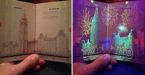 Novo passaporte canadense mostra imagens incríveis sob luz negra