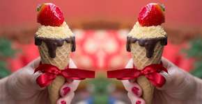 Cone trufado de torta de morango bem fácil de fazer