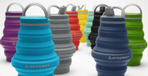 Garrafa de silicone dobrável cabe no bolso