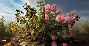 Manchas escuras em formato de estrela fazem roseiras perderem todas as folhas