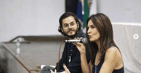 Fátima Bernardes e Túlio dão aula juntinhos na UFPE