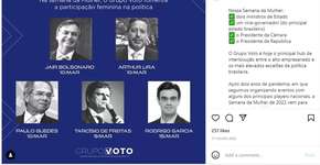 Evento sobre mulher na política só tem fala de homens, inclusive Bolsonaro