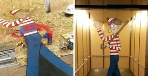 Wally escondido em construção vizinha anima crianças de hospital