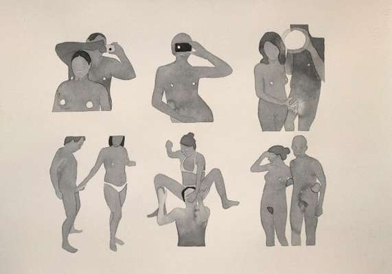 As ilustrações são inspiradas em imagens de sites pornôs (Divulgação/Dan Gluibizzi)