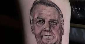 Jair Renan, filho Bolsonaro, tatua rosto do pai no braço