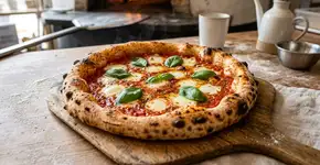 Luigi Foria, pizzaiolo napolitano: “A mussarela é adicionada à pizza cinco minutos antes de terminar o cozimento; caso contrário, o queijo escurece.”