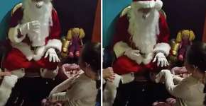 Papai Noel conversa com menina surda usando língua de sinais