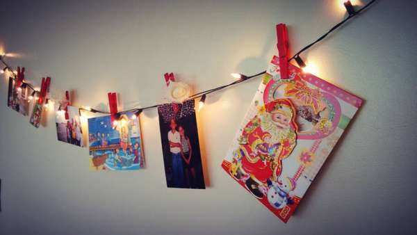 Pisca-pisca e pregador ficam lindos como mural