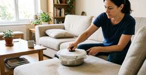 Eu não sabia desse truque com tampa de panela até ver meu sofá mais limpo