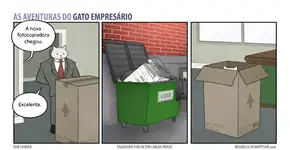 18 tirinhas divertidas que mostram o cotidiano de um gato empresário