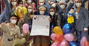 Glória Menezes ganha surpresa ao deixar hospital em São Paulo