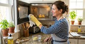 O segredo para limpar o micro-ondas por dentro com apenas dois ingredientes que você já tem em casa