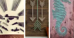 Aprenda a fazer um quadro decorativo com pregos e linha colorida