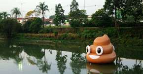 Emojis de cocôs infláveis cobram revitalização do rio Pinheiros